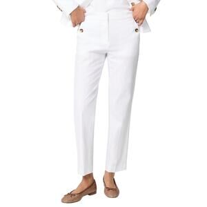 J.Crew White Linen Blend Sailor Pants Straight Leg High Rise 8